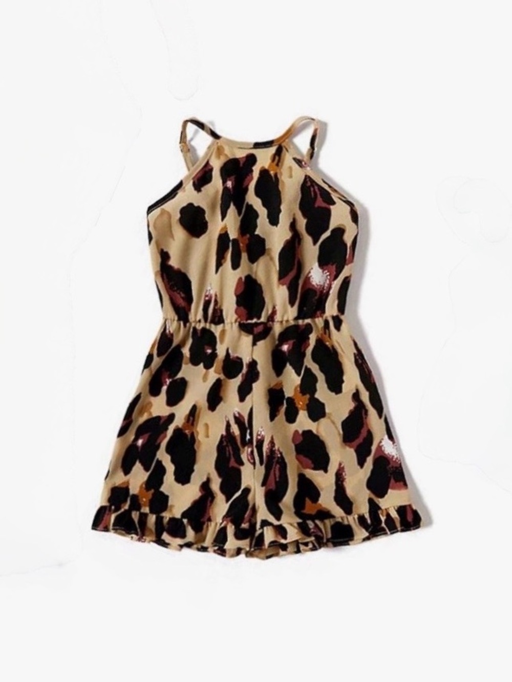 Girls Leopard Print Romper, Size 6-7